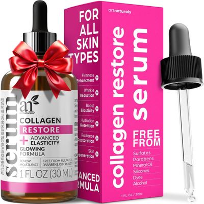 artnaturals Collagen Booster Serum for Face - Anti-Aging Reduces Wrinkles and Boosts Collagen - Heals and Repairs Skin - Improves Tone and Texture - Hyaluronic Acid Vitamin E - 1 oz.