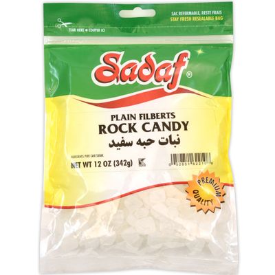Sadaf Rock Candy Plain Filberts - Rock Candy for Tea and Beverages - Food Flavoring Candy Rocks - Classic Sweet Delight - 12 oz Resealable Bag