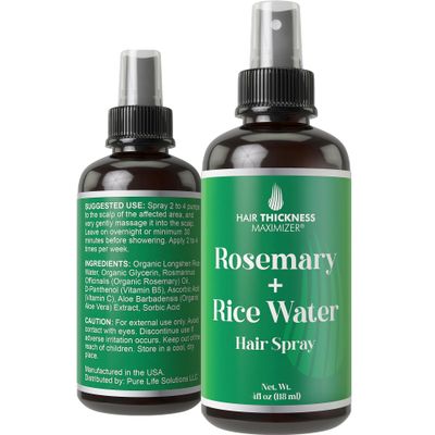 Longsheng Rice Water and Rosemary Hair Growth Spray for Women Men - 4oz Vegan Scalp Treatment for Thickening, Moisturizing and Strengthening Dry, Weak Hair