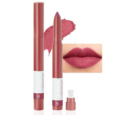 BINGBRUSH Lip Crayons Matte Longwear Lipstick Pack Set,Moisture Smooth Lipliner With Built-in Sharpener Ultimate Lip Crayon for Makeup- Waterproof Velvet Lipgloss Lip Stain (03Purple Beige)
