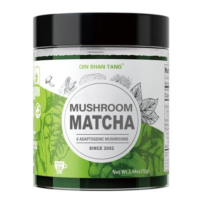 Mushroom Matcha Powder - Unsweetened, 6 Adaptogenic Mushrooms, Ceremonial Grade Matcha, Boosts Focus Energy - 24 Servings