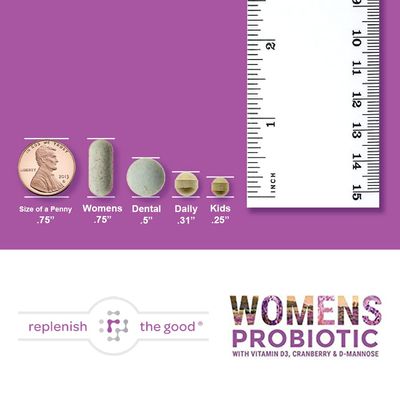 Replenish the Good Probiotics for Women - Supports Digestive Vaginal Health with D3, Prebiotics Cranberry - Defends Against UTI Yeast - 15x More Effective Than Regular Capsules (60 Count)