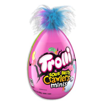 Trolli Sour Brite Crawlers Minis, Sour Gummy Worms, Novelty Easter Egg Candy, 3.5 oz