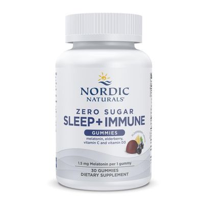 Nordic Naturals Zero Sugar Sleep Immune Gummies - Elderberry Lemon Flavor - 30 Gummies - 1.5 mg Melatonin for Sleep with Vitamin D3 - Elderberry Vitamin C Immune Support - 30 Servings