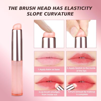 JAMVOLO 2pcs New Silicone Lip Brush, Silicone Lip Applicator for LipstickLip GlossLip TintLip Mask, Lip Makeup Brush with Dust Cap, Concealer Applicator(Pink)