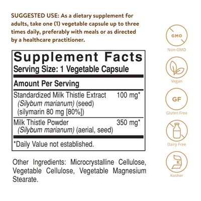 SOLGAR Milk Thistle - 250 Vegetable Capsules - Full Potency (FP) - Non-GMO, Vegan, Gluten Free, Dairy Free, Kosher - 250 Servings