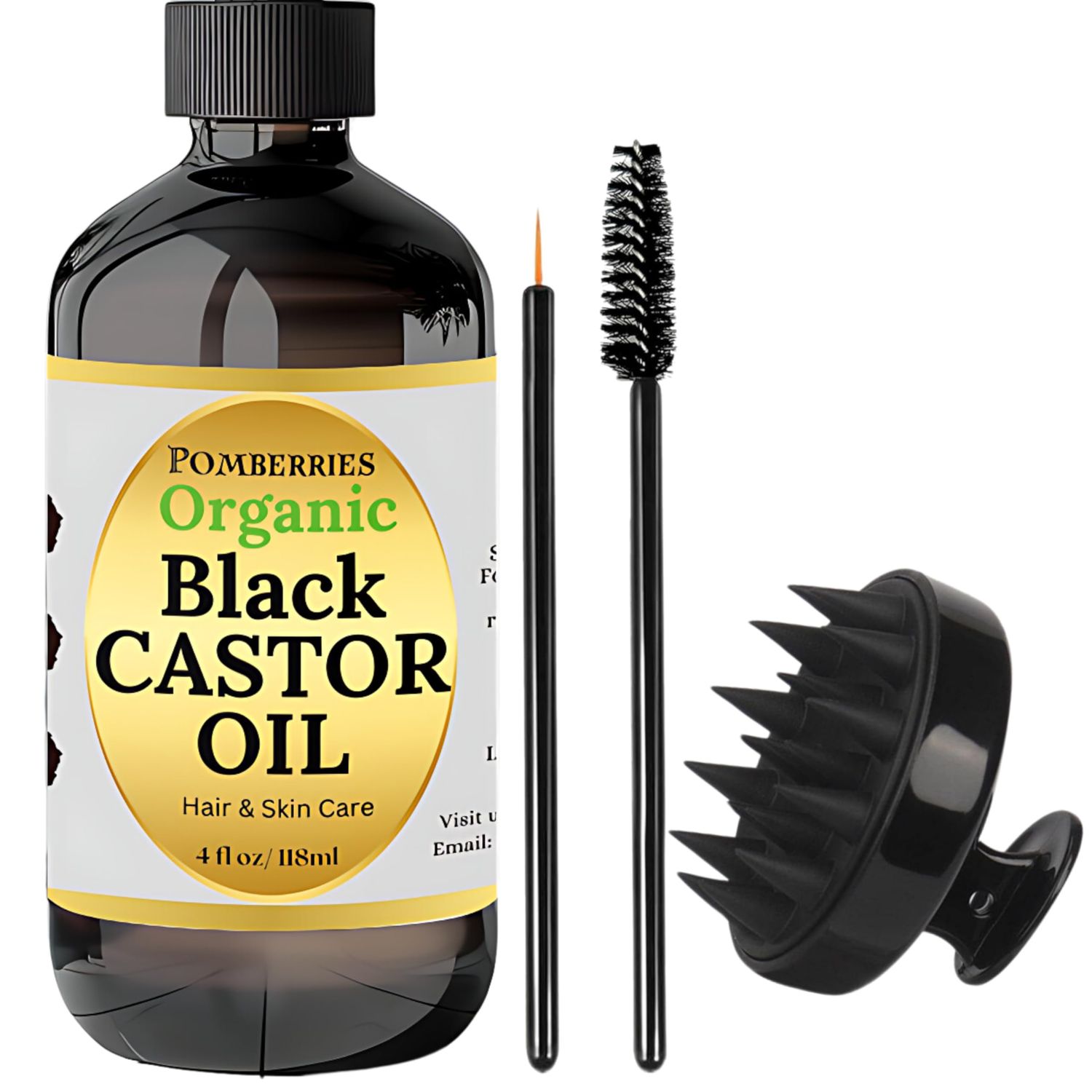 Organic Black Castor Oil - 100 Pure Cold-Pressed - Hair Scalp Oil for Moisturizing Nourishing - 4 fl oz Glass Bottle