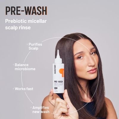 Hairstory Pre-Wash, Prebiotic Micellar Scalp Rinse, Refreshing Deep Clean for Hair, Removes Product Buildup, Oil Dirt, Balances Scalp Microbiome, 4oz