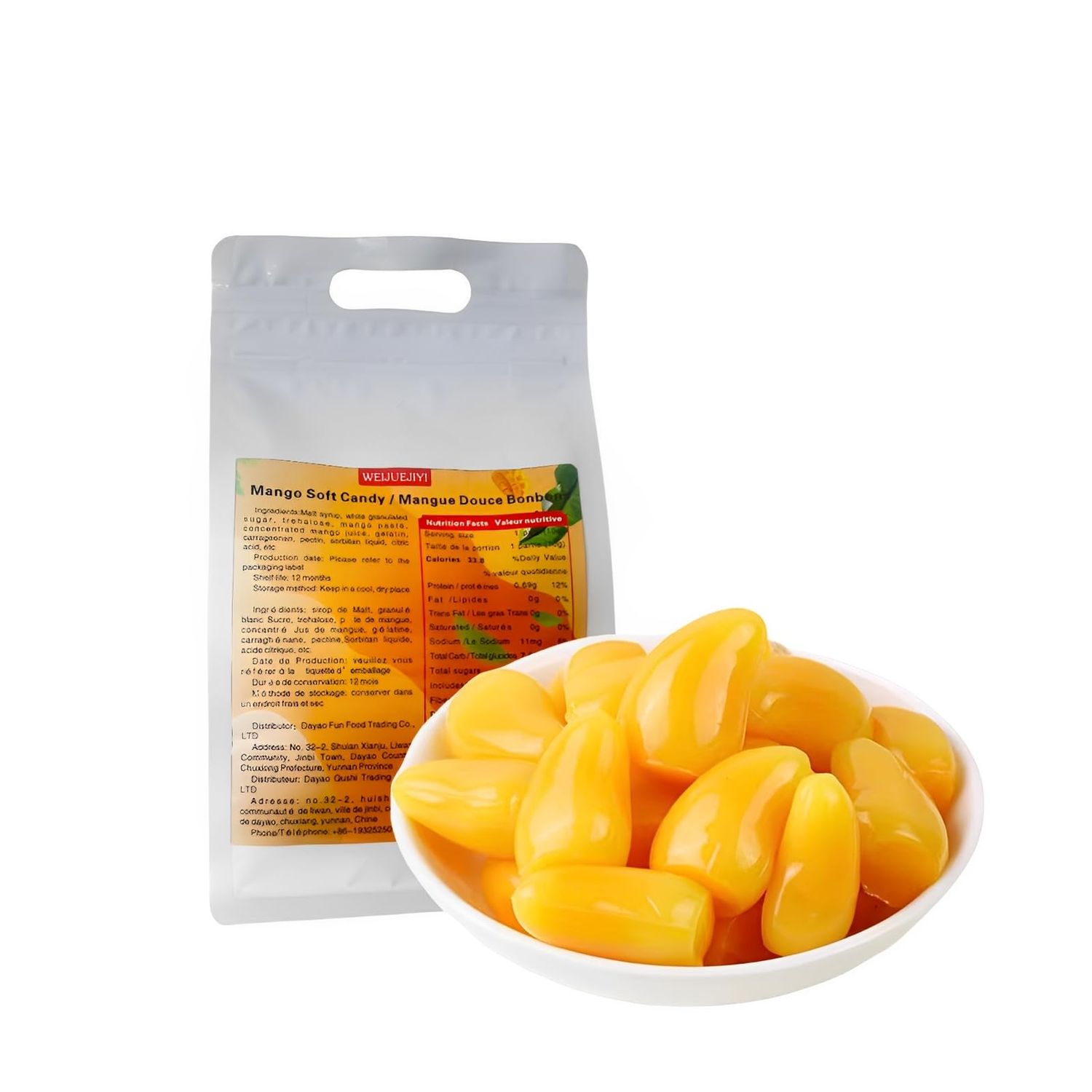 Peeled Mango Gummy 8.81oz Mango Sugar Fruit Drop Mango Peeling Candy - Sweet and Chewy Mango Candy, Rich Taste, Peelers Gummy Candy Gummy Mango, Peel Mango Gummy