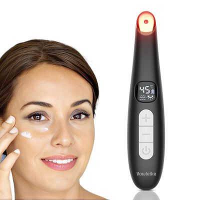Vowleike Eye Lift Wand, 3 in 1 Vibrating 98F to 113F LCD Eye Massager for Dry Eyes, Dark Circles and Puffiness, Face Neck Lifting Tool for Fine Lines and Wrinkles, Black