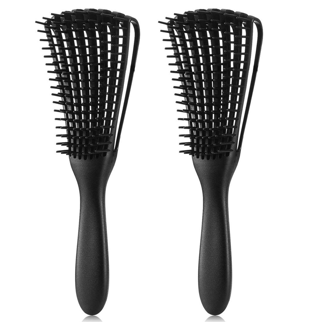 A.DASHER Detangling Brush for Afro AmericaAfrican Hair Textured 3a to 4c, Knots Detangler Scalp Massage Comb Hair Detangler for Women (2 pcs, Black-Black)