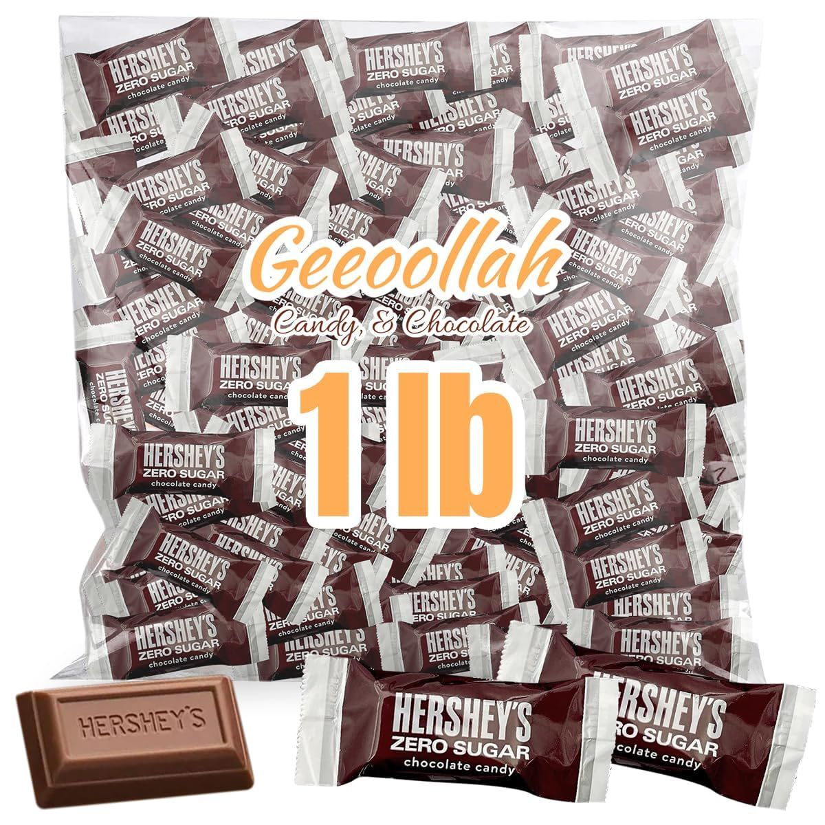 Zero Sugar Milk Chocolate Candy 1lb Bag - Individually Wrapped Sugar Free Chocolate Candy Bars For Gifting, Mother&#39;s Day, Candy Bowls Treats