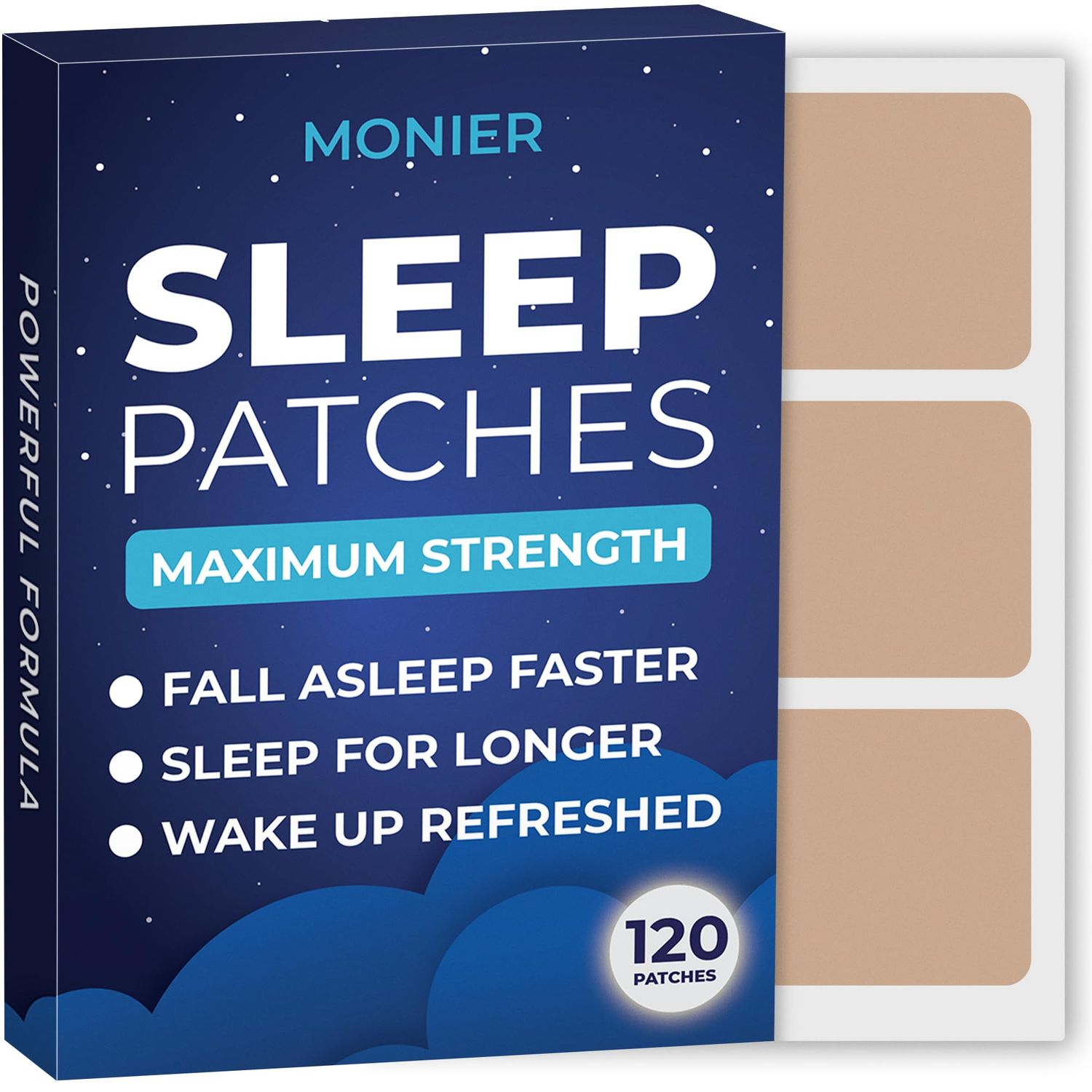 MONIER Sleep Patches for Adults Extra Strength Easy-to-Apply Sleep Patch with Melatonin Valerian Relax Wake Up Refreshed Long-Lasting Night Comfort for Men Women 120 Patches