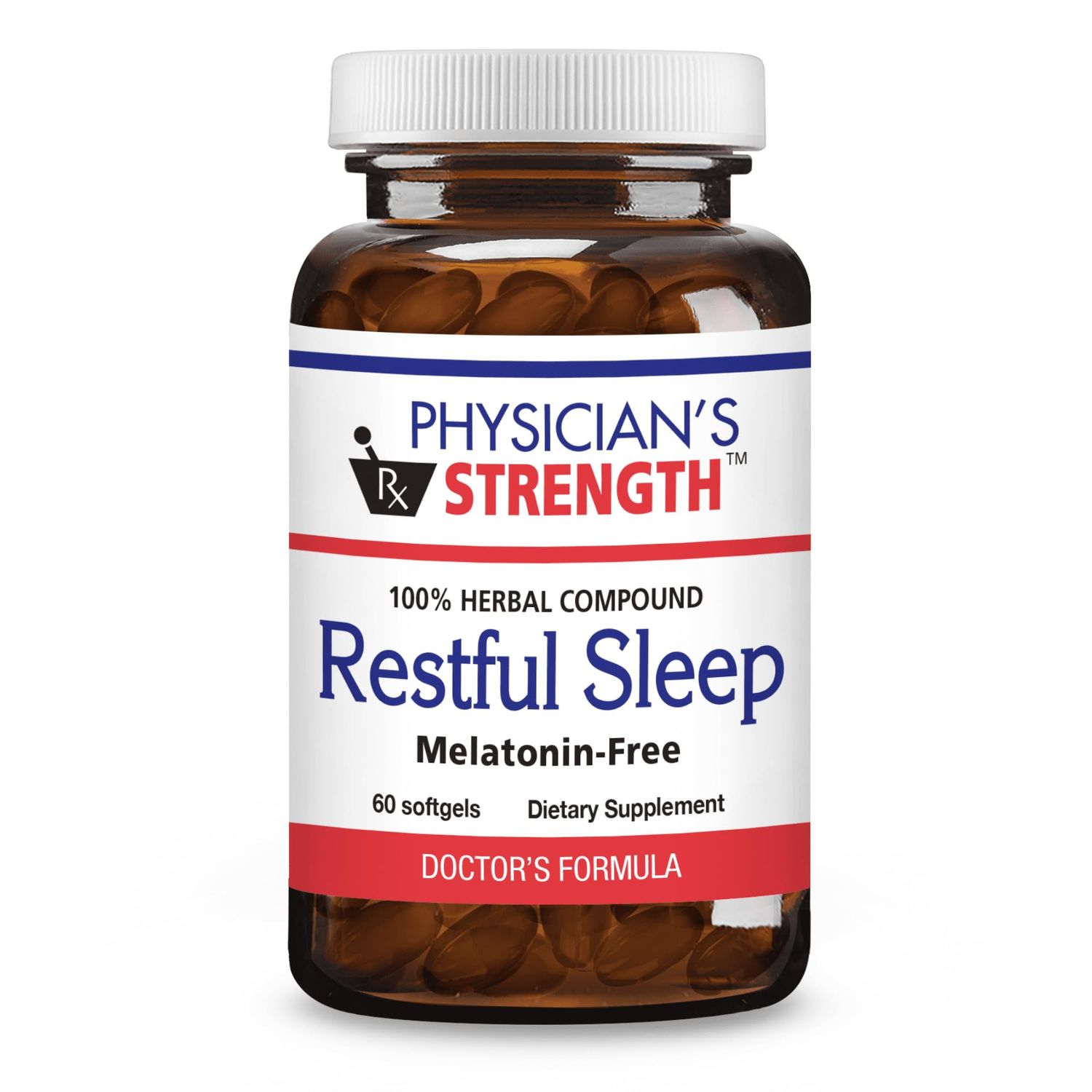 Physician&#39;s Strength Restful Sleep - 60 Softgels - Natural Support - 100 Herbal Compound - Melatonin Free - Non-GMO Soy Free - 60 Servings