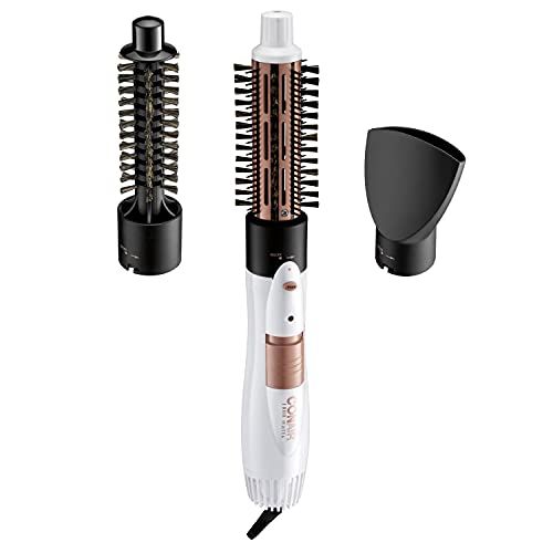 Conair Double Ceramic 3-in-1 Hot Air Brush, 1000W, Interchangeable 1&quot; Thermal Boar Bristle Attachments for Voluminous Curls Straight Styles, Hot Air Brush for Fine Thick Hair