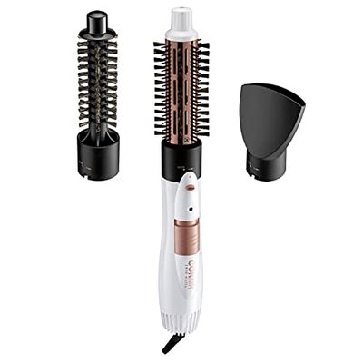 Conair Double Ceramic 3-in-1 Hot Air Brush, 1000W, Interchangeable 1&quot; Thermal Boar Bristle Attachments for Voluminous Curls Straight Styles, Hot Air Brush for Fine Thick Hair