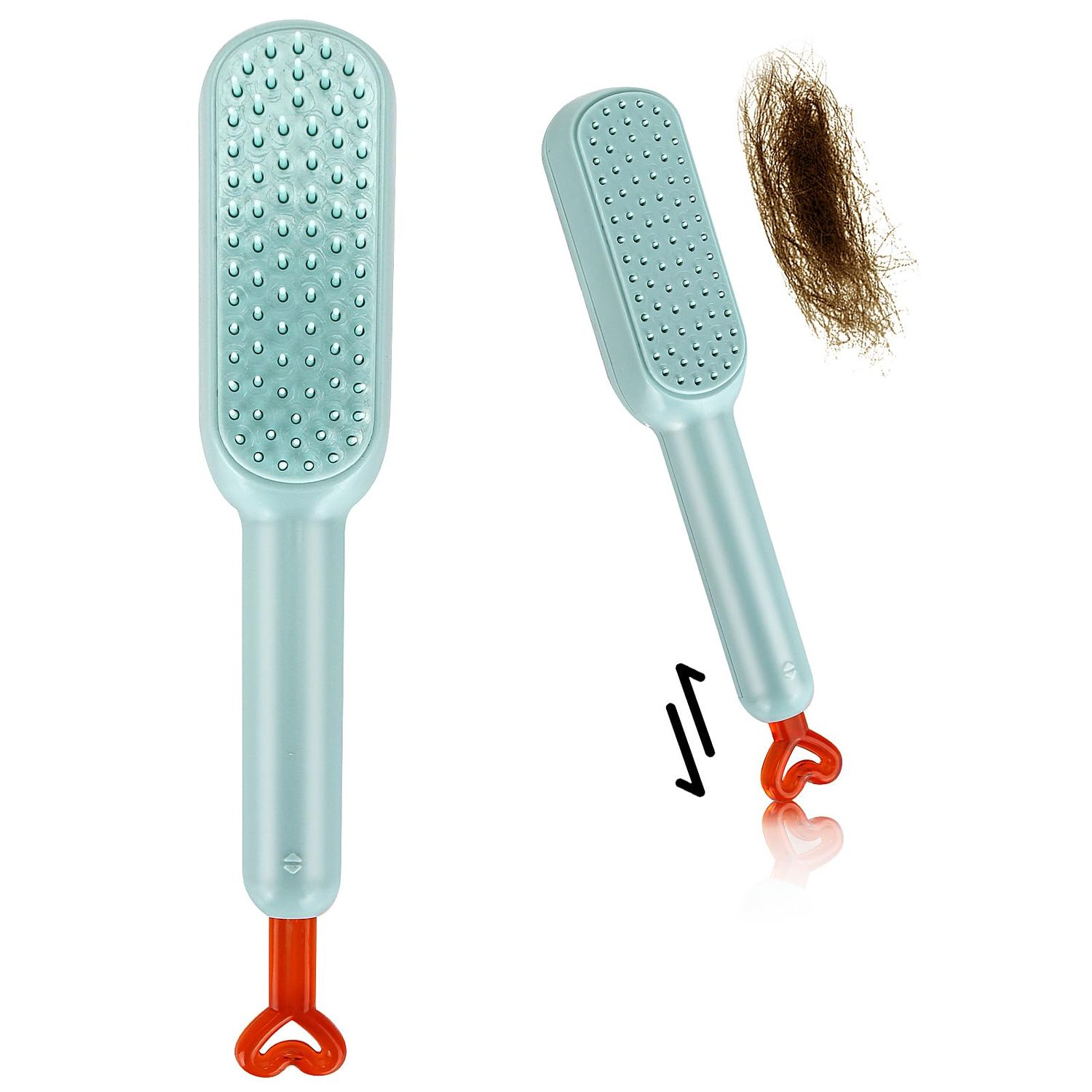 Telescopic Curly Hair Brush, Self-Cleaning Anti-Static Massage Comb - No Tangles, Detangling and Styling for All Hair Types (Blue)