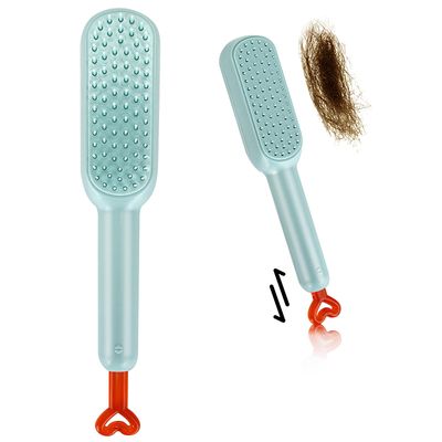 Telescopic Curly Hair Brush, Self-Cleaning Anti-Static Massage Comb - No Tangles, Detangling and Styling for All Hair Types (Blue)