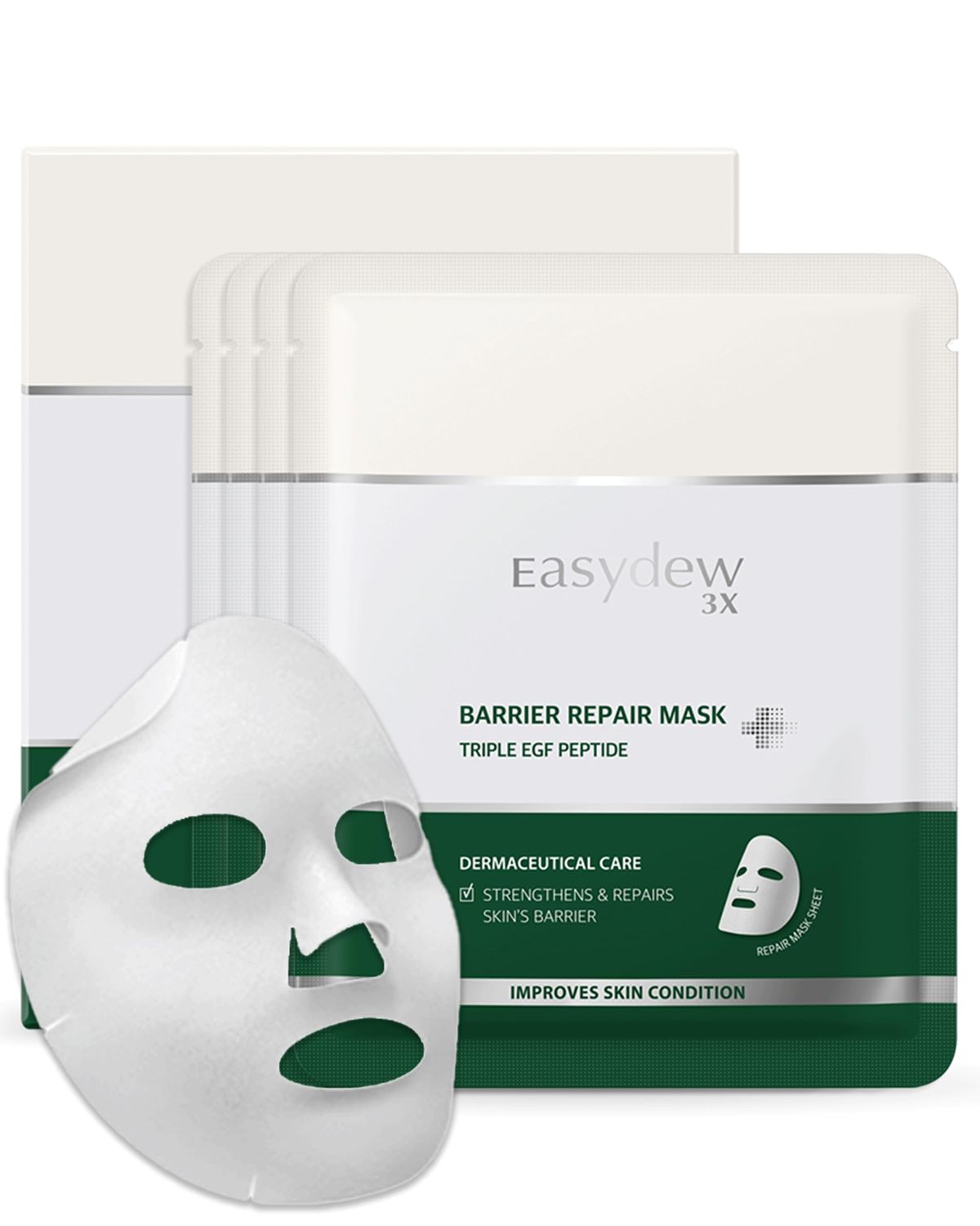 EASYDEW Barrier Repair Mask - Intense Moisture-Rich Face Mask with Revitalizing Cream Essence for Lasting Hydration with EGF Peptide, Ceramides, Hyaluronic Acid, 4 Sheets