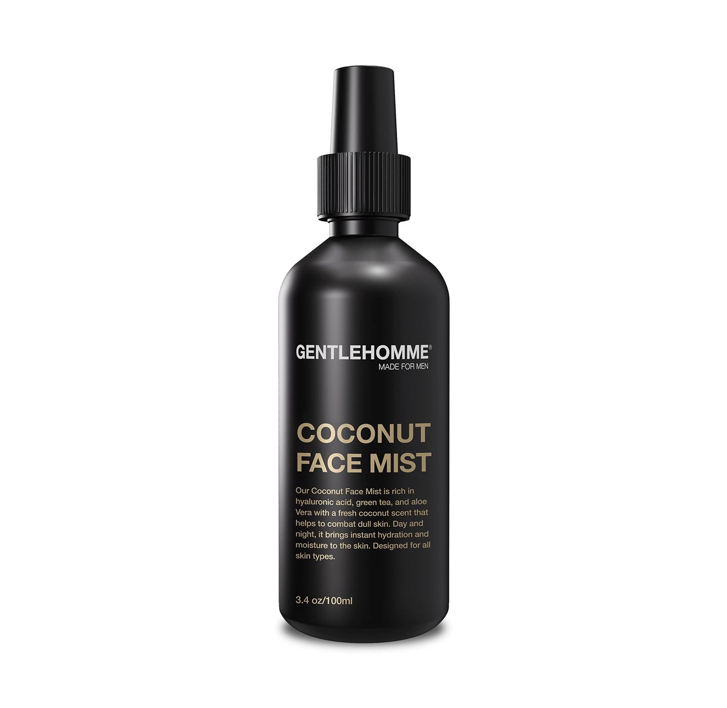 Gentlehomme - Coconut Face Mist - Mens Facial Spray - with Hyaluronic Acid, Aloe Vera Green Tea - Refresh, Moisturize Hydrate - Use Day Night - Safe for All Skin Types - Vegan - 3.4oz - 1 Pack