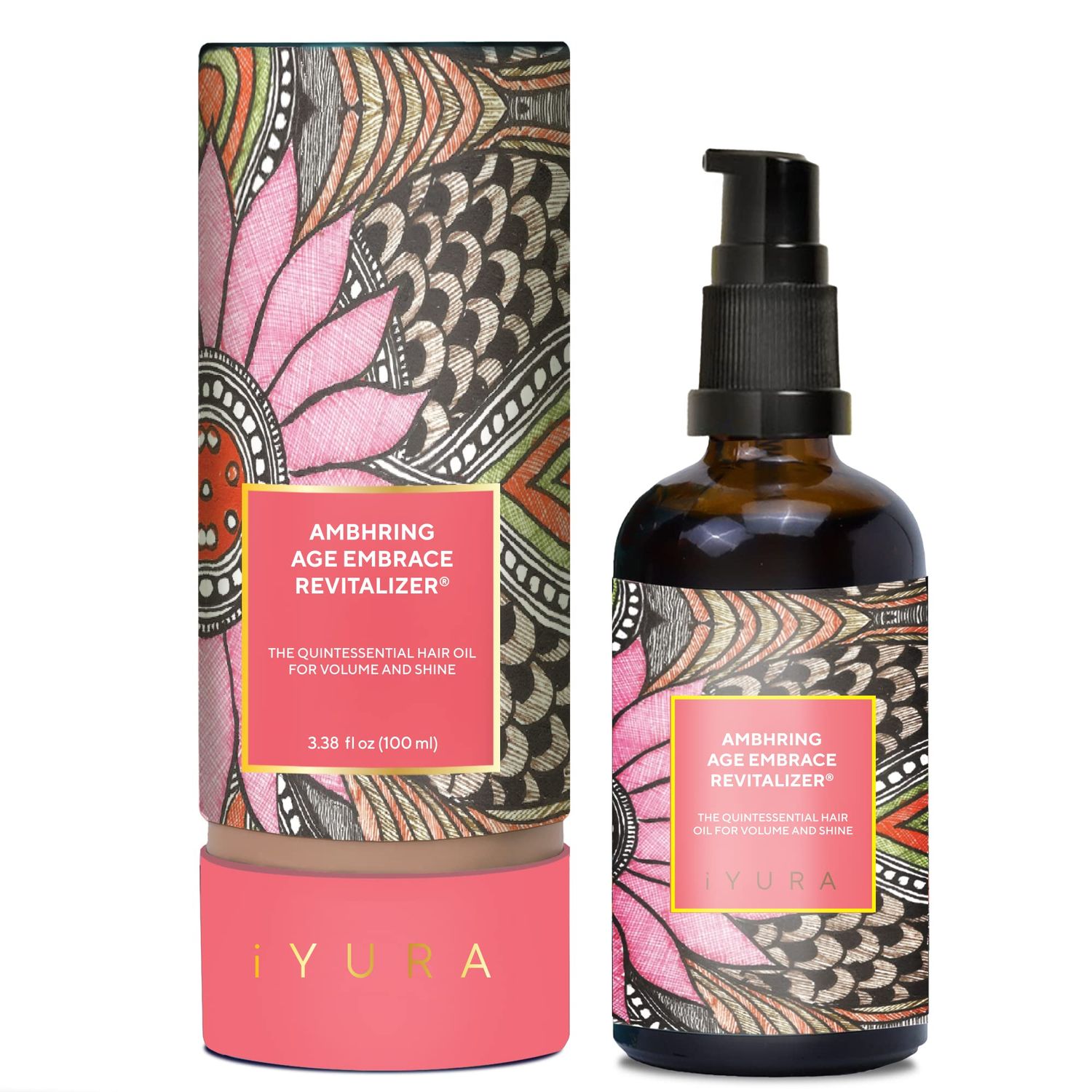 The Ayurveda Experience iYURA Ambhring Age Embrace Revitalizer and Hair Oil - Pro-age Hair Moisturizer for Bouncy, Shiny and Voluminous Hair - Ayurvedic Oil with Amla Bhringraj - 3.4 fl oz