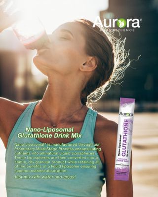 Aurora Nutrascience, Nano-Liposomal Powdered Glutathione Drink Mix, Immune Support Liver Detox, 750 mg Per Serving, 30 Single Serve Packets