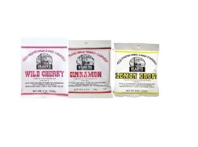 Claeys Cinnamon, Lemon Drops and Wild Cherry Set - 3 Pack (1-6oz Bag of Each)