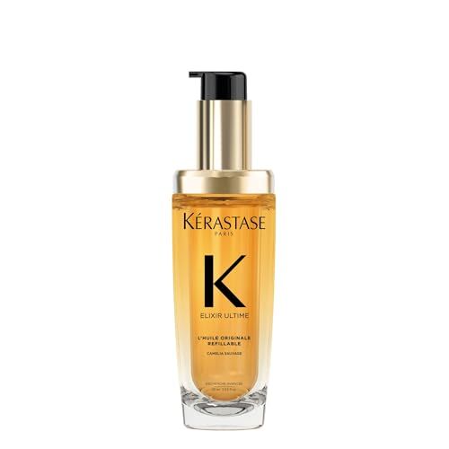 KRASTASE New Elixir Ultime Refillable L&#39;Huile Original Hair Oil, Hydrating Oil Serum to Smooth Frizz and Add Shine with Wild Camellia, Strengthens and Provides Heat Protection, All Hair Types