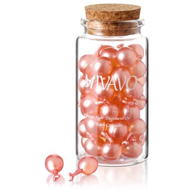 MIVAVO Keratin Treatment Hair Care, Rosemary Scent, For Dry And Damaged Hair, Exquisite Glass Bottle Packaging, Pink, 36 Capsules