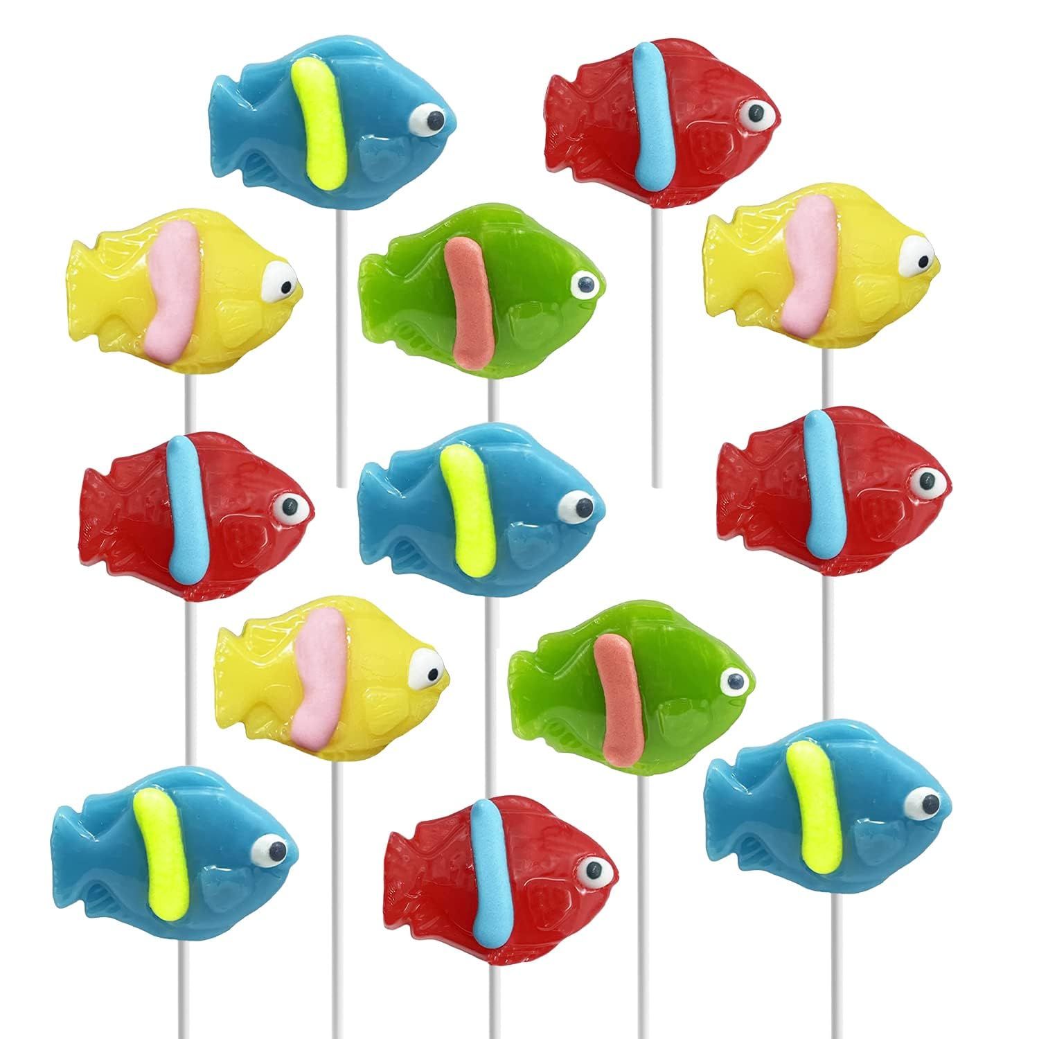 The Dreidel Company Tropical Fish Lollipop, Great for Birthday Parties, Events, Goody Bag Fillers, Party Favors, Individually Wrapped (24-Pack)