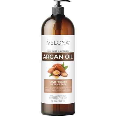 velona Argan Oil - 32 Fl Oz 100 Pure and Natural Morocco Oil Skin, Body and Face Care Nails Protector Unrefined, Cold Pressed Cap Kit