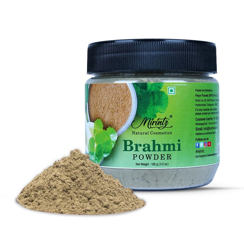 Mirintz 100 Natural Brahmi Powder (100 gms) Pure Bacopa Monnieri Powder Herbal Supplement Brahmi Powder for Hair Growth Bacopa Powder Ayurvedic Support for Healthy Hair Herbal Hair Mix