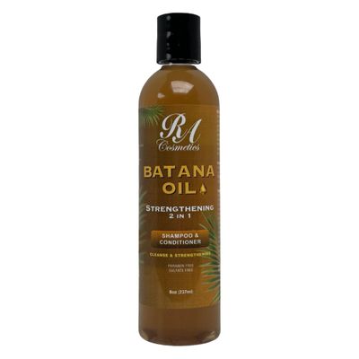 RA COSMETICS Batana Oil 2-in-1 Strengthening Shampoo Conditioner - Promotes Hair Growth, Reduces Hair Thinning, Hydrates Repairs Dry, Damaged Hair - Sulfate Paraben-Free Natural Hair Care - 8oz
