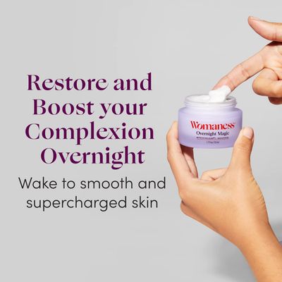 Womaness Overnight Magic Night Face Cream - Anti Aging Night Cream Menopause Moisturizer - Hydrating Hyaluronic Acid Moisturizer Bakuchiol Retinol Alternative for Fine Lines Wrinkles (1.7oz)