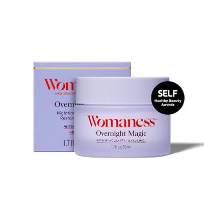 Womaness Overnight Magic Night Face Cream - Anti Aging Night Cream Menopause Moisturizer - Hydrating Hyaluronic Acid Moisturizer Bakuchiol Retinol Alternative for Fine Lines Wrinkles (1.7oz)