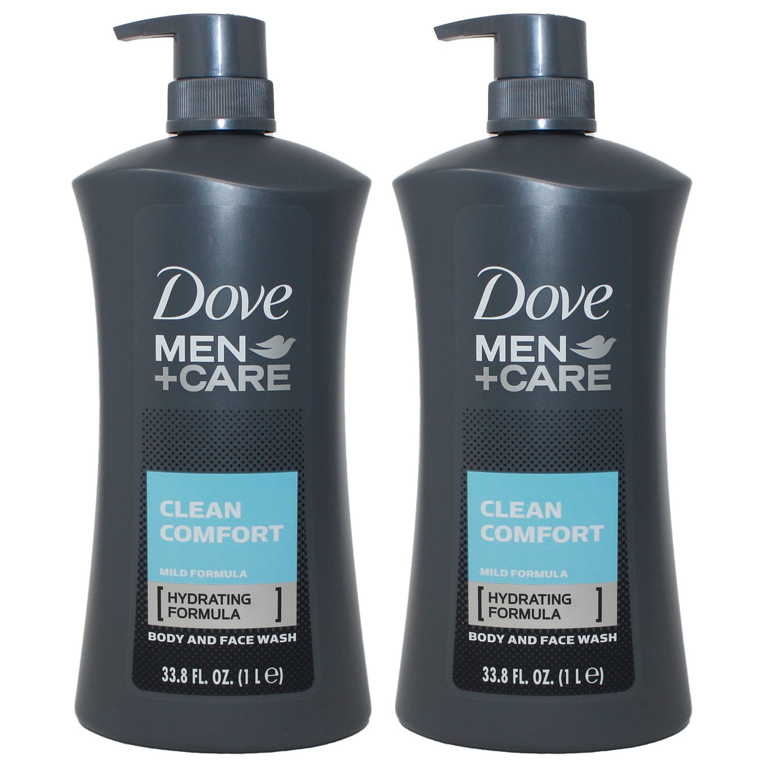 Dove Men Body Wash Clean Comfort 1 Liter (33.8 Oz) - Pack of 2