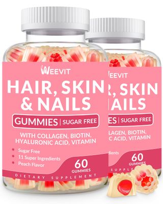 Hair Skin and Nails Gummies, Hair Skin Nails Vitamins wBiotin Collagen Hyaluronic Acid, Hair Growth Vitamins for Hair Loss for Women Men - Non-GMO Gluten Free
