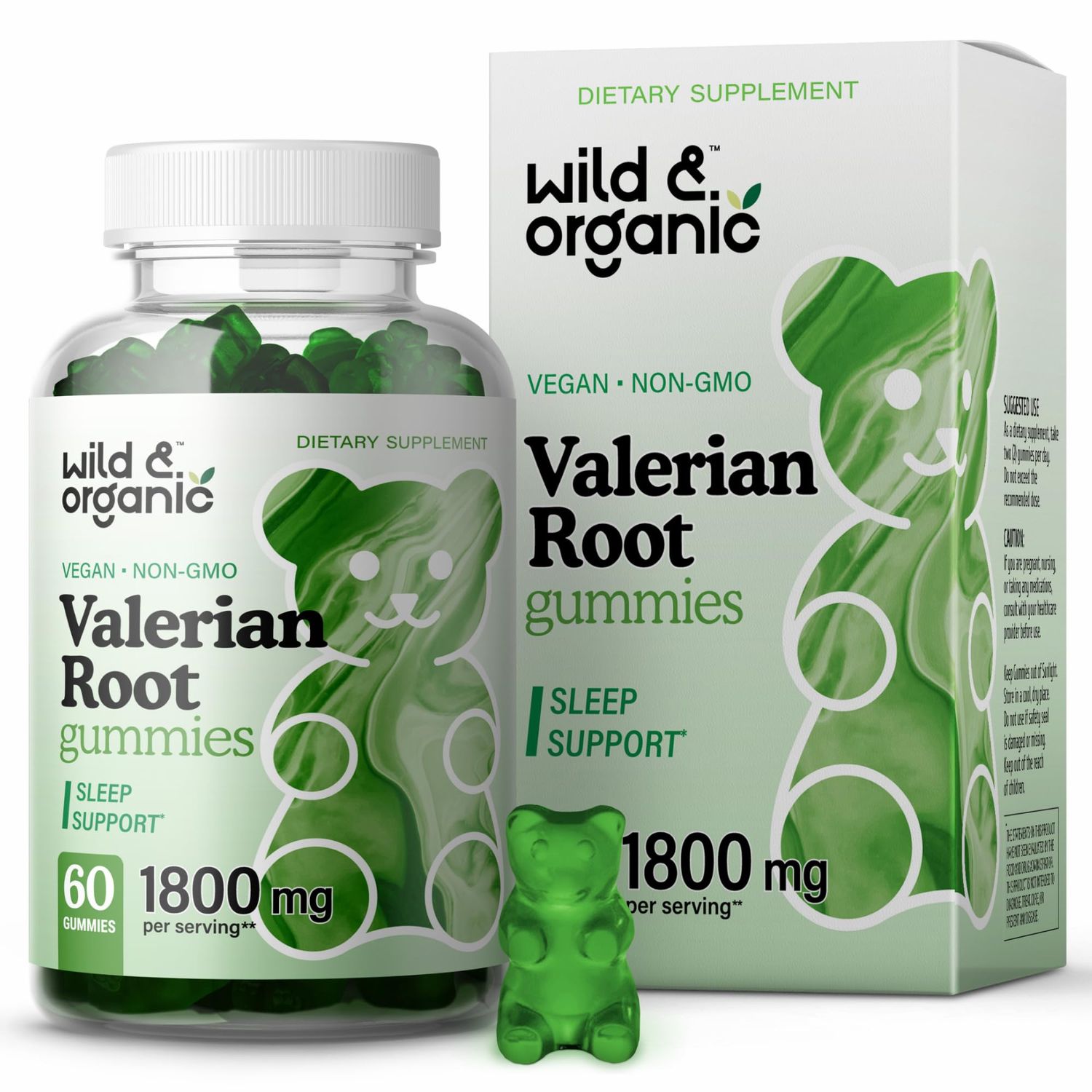 Wild Organic Valerian Root Gummies 1800mg - Mood Support wValerian Root Extract - Calming Gummies for Relaxation - 60 Vegan, Non-GMO Powder Based Chews
