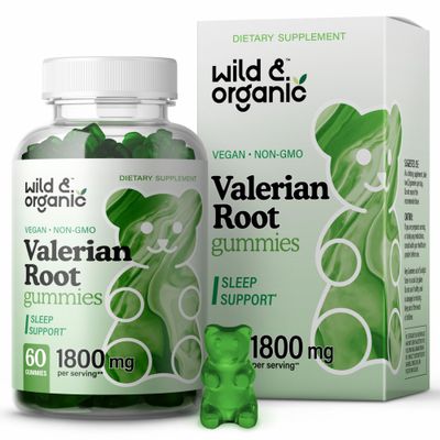 Wild Organic Valerian Root Gummies 1800mg - Mood Support wValerian Root Extract - Calming Gummies for Relaxation - 60 Vegan, Non-GMO Powder Based Chews