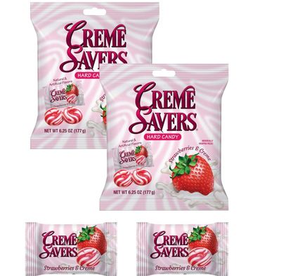 Cream Savers Hard Candy Original Classic Creamy Delight Individually Wrapped Candies The Taste of Fresh Strawberries or Orange Swirled in Rich Cream 6.25 Oz - (2 - Pack, Strawberry and Cream)
