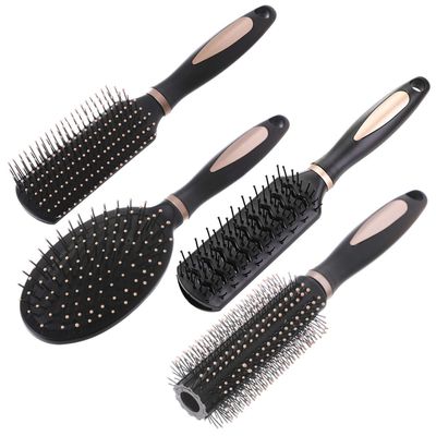 Pack of 4 Anti-Static Hair Tools for Women, Men Kids: Oval Comb, Round Vent Brush, Detangling Paddle Brush for WetDry Hair Massage Shine, QXDAI-10