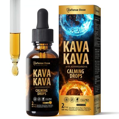 Kava Kava Ashwagandha Extract Liquid Drops - Calming Adaptogen Tincture Supplement with Valerian Root Passionflower Lemon Balm for Mood Sleep Stress Support - Alcohol-Free Vegan Gluten-Free Non-GMO
