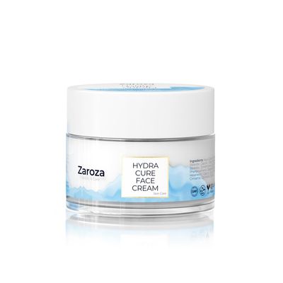 Zaroza Hydra Cure Face Cream - Deep Moisturizing Day Night Cream with Hyaluronic Acid, Panthenol Allantoin - Anti-Wrinkle Firming Skincare for Dry Skin - Vegan - 1.69 fl oz