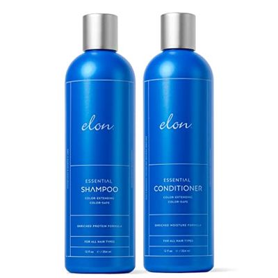 Elon Sulfate Free Shampoo and Conditioner Set (12oz) -Hair Shampoo for Color Treated Hair to Extend Color -Conditioner for Dry Hair to Nourish Protect -Color Safe Paraben Free