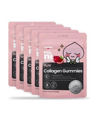 myni Collagen Gummies (12 Count) - Marine Collagen Supplement 2,000mg, Low-Molecular Weight Fish Collagen for Skin, Hair Nails by Ildong. Vitamin C, Hyaluronic Acid.