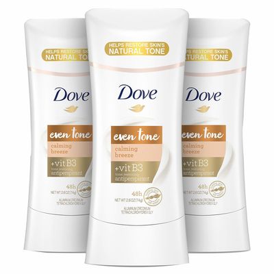 Dove Even Tone Antiperspirant Deodorant Stick Apple Blossom Mango Butter 3 Count For Uneven Skin Tone 2.6 oz