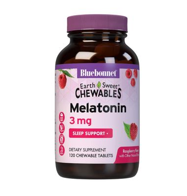 Bluebonnet Nutrition EarthSweet Melatonin 3 mg Fast-Acting Quick Dissolve Nighttime Relaxation Restful Sleep Support - Sleep Aid - Gluten-Free, Vegan - Raspberry Flavor - 120 Chewable Tablets