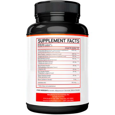 Horny Goat Weed For Men and Women - 20 Icariins Max Strength - Stamina, Endurance, Circulation, Joint Back Support - Maca Root, Ginseng, Yohimbine, Tribulus, L-Arginine - USA Made - 60 Count