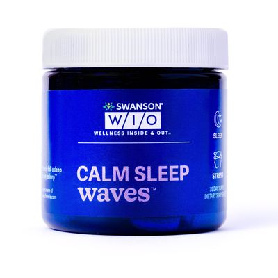 Swanson WIO Calm Sleep Waves Calmly Fall Asleep, Less Stress, Wellness with Melatonin, Valerian Root, GABA, Gluten Free, Vegan - 4 oz Bottle, 30 Tri-Layer Tablets (30-Day Supply)