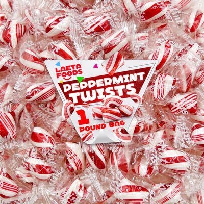 Peppermint Twists Hard Candy 1 Pound Bag Individually Wrapped Refreshing Mints